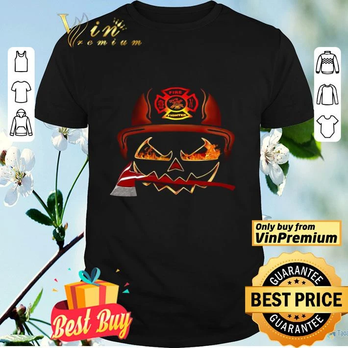 Halloween Pumpkin Firefighter Fireman Fire Poleax shirt