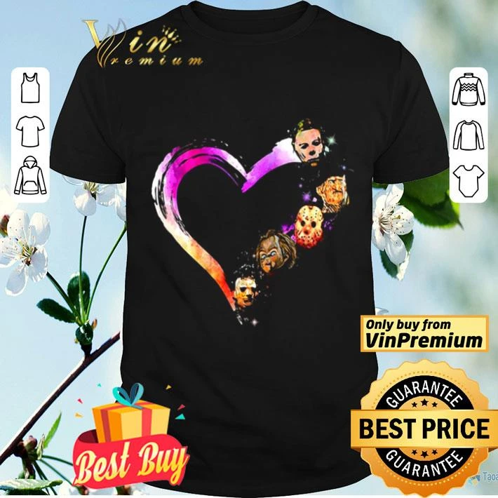 Halloween horror characters heart shirt
