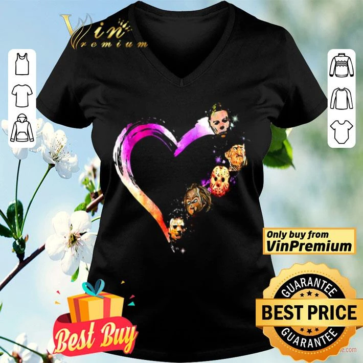 Halloween horror characters heart shirt