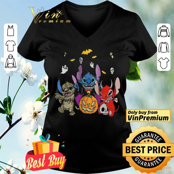 Halloween stitch bat and pumpkin shirt