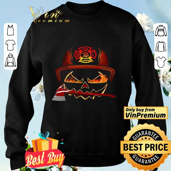 Halloween Pumpkin Firefighter Fireman Fire Poleax shirt