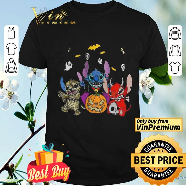 Halloween stitch bat and pumpkin shirt